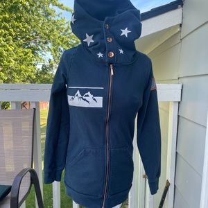 Navy oversized hood zip up hoodie.